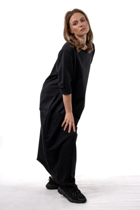 Sukienka Wendy Trendy - luźna, czarna midi/maxi