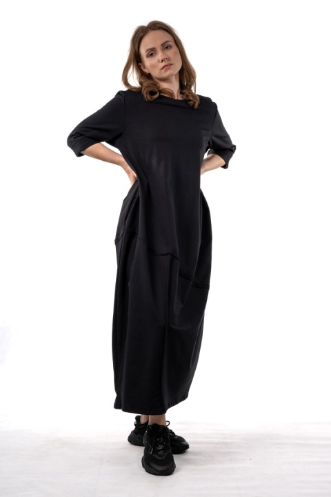 Sukienka Wendy Trendy - luźna, czarna midi/maxi
