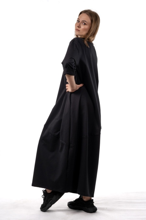 Sukienka Wendy Trendy - luźna, czarna midi/maxi
