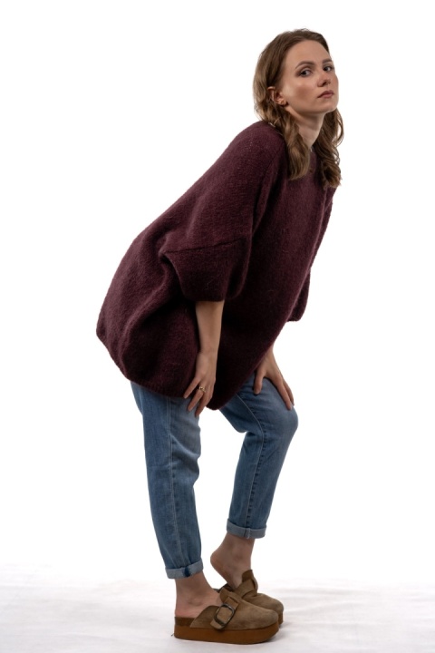 Sweter CXL Premium Mohair – Bakłażanowy