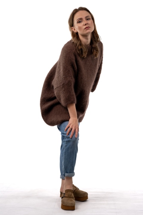 Sweter CXL Premium Mohair – Brązowy
