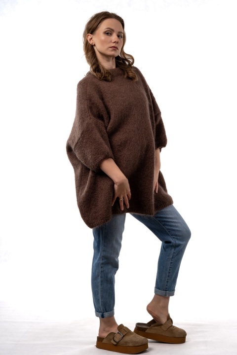 Sweter CXL Premium Mohair – Brązowy