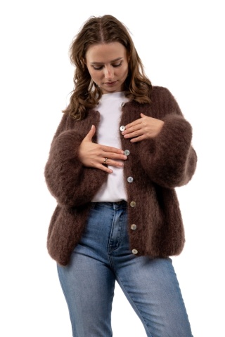 Sweter Kardigan z Kid Mohair GIANCHI – Brązowy