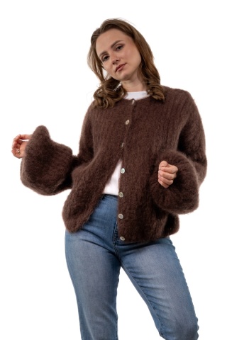 Sweter Kardigan z Kid Mohair GIANCHI – Brązowy
