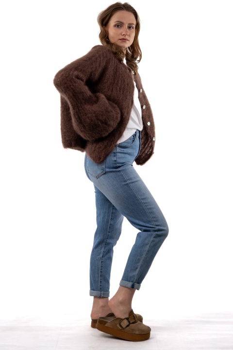 Sweter Kardigan z Kid Mohair GIANCHI – Brązowy