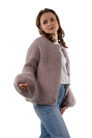 Sweter Kardigan z Kid Mohair GIANCHI - Fango