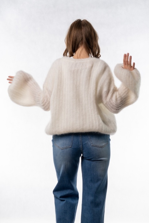 Sweter Kardigan z Kid Mohair GIANCHI – Śmietankowy