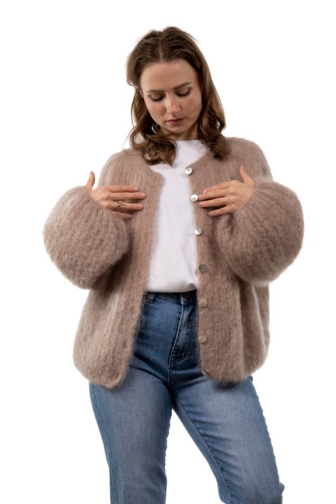 Sweter Kardigan z Kid Mohair GIANCHI – Soft Taupe