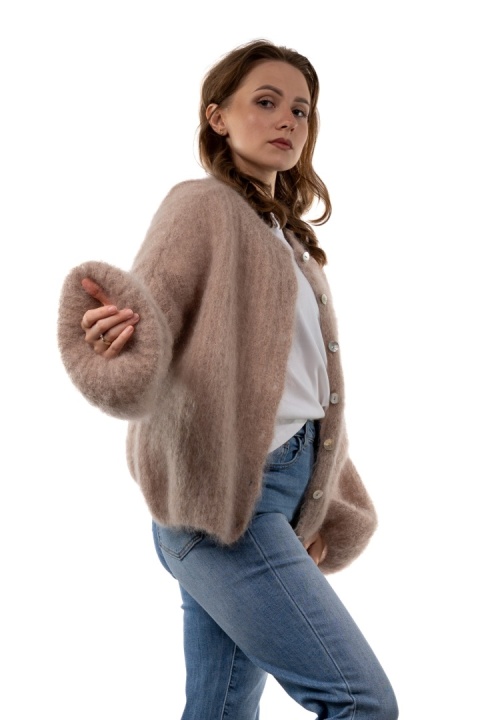 Sweter Kardigan z Kid Mohair GIANCHI – Soft Taupe