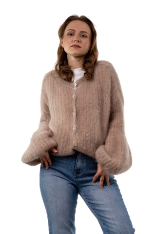 Sweter Kardigan z Kid Mohair GIANCHI – Soft Taupe