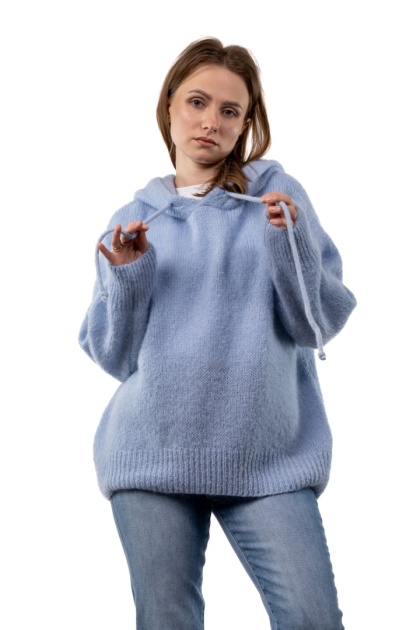 Sweter oversize z moherem i kapturem CXL Collection - Baby Blue