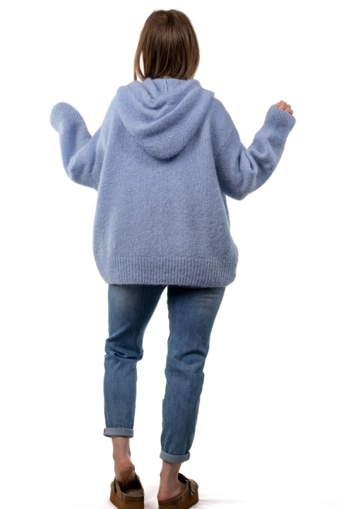 Sweter oversize z moherem i kapturem CXL Collection - Baby Blue