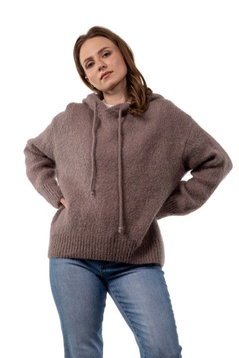 Sweter oversize z moherem i kapturem CXL Collection - Fango