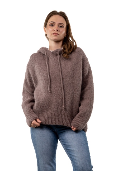 Sweter oversize z moherem i kapturem CXL Collection - Fango