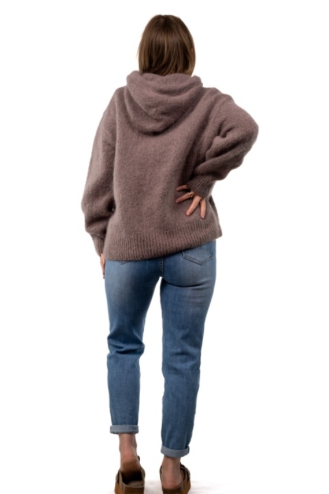 Sweter oversize z moherem i kapturem CXL Collection - Fango