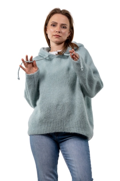 Sweter oversize z moherem i kapturem CXL Collection - Miętowy