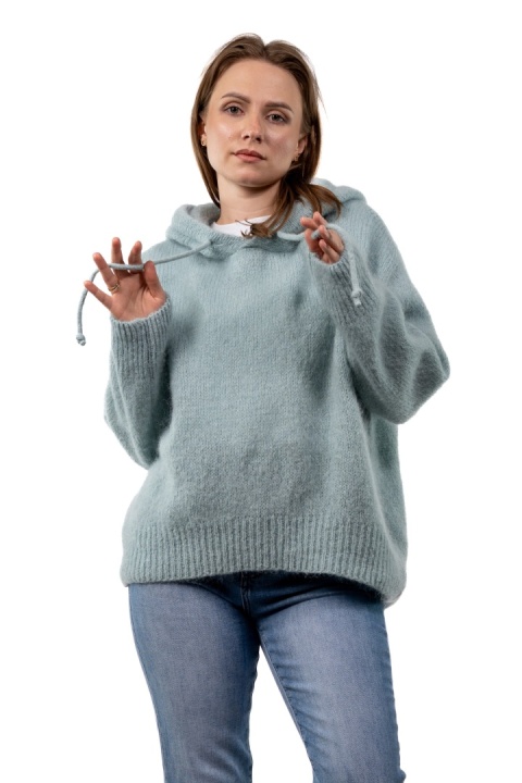 Sweter oversize z moherem i kapturem CXL Collection - Miętowy