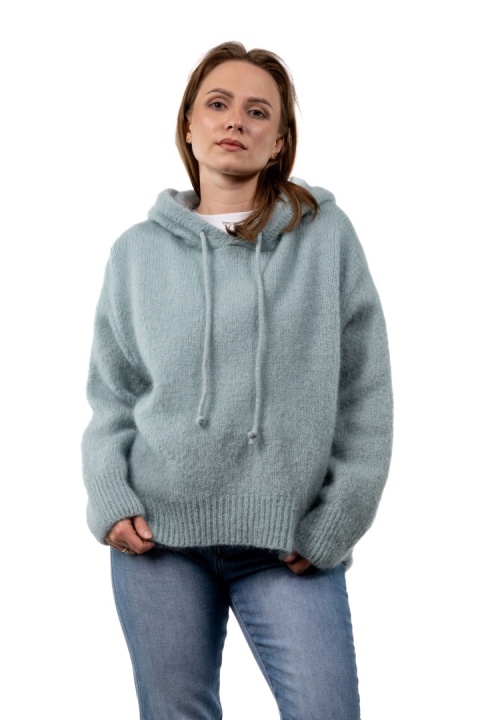 Sweter oversize z moherem i kapturem CXL Collection - Miętowy