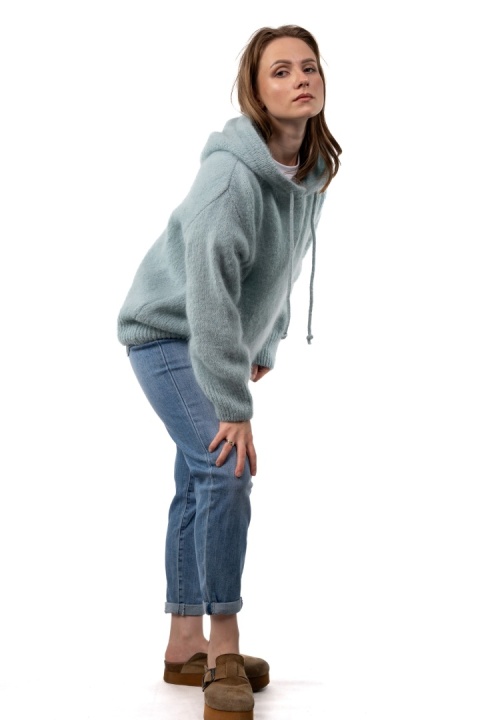 Sweter oversize z moherem i kapturem CXL Collection - Miętowy