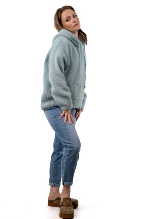 Sweter oversize z moherem i kapturem CXL Collection - Miętowy