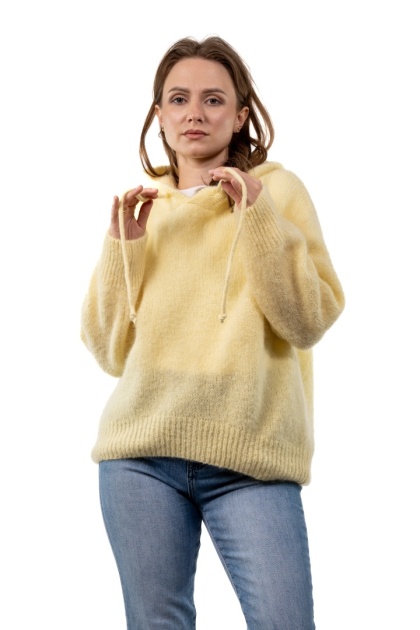 Sweter oversize z moherem i kapturem CXL Collection - Żółty