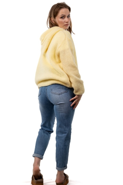 Sweter oversize z moherem i kapturem CXL Collection - Żółty