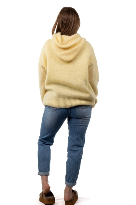 Sweter oversize z moherem i kapturem CXL Collection - Żółty