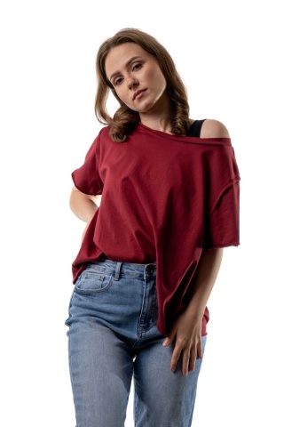 T-shirt Wendykei Oversize – Bordowy