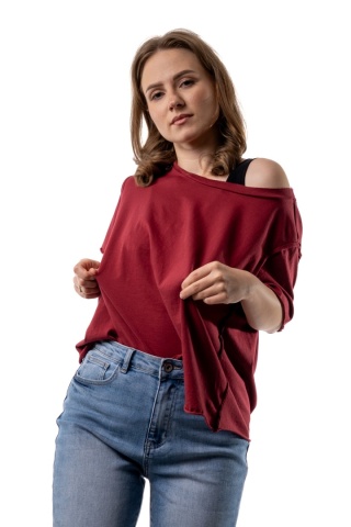 T-shirt Wendykei Oversize – Bordowy