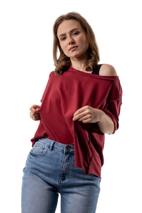 T-shirt Wendykei Oversize – Bordowy