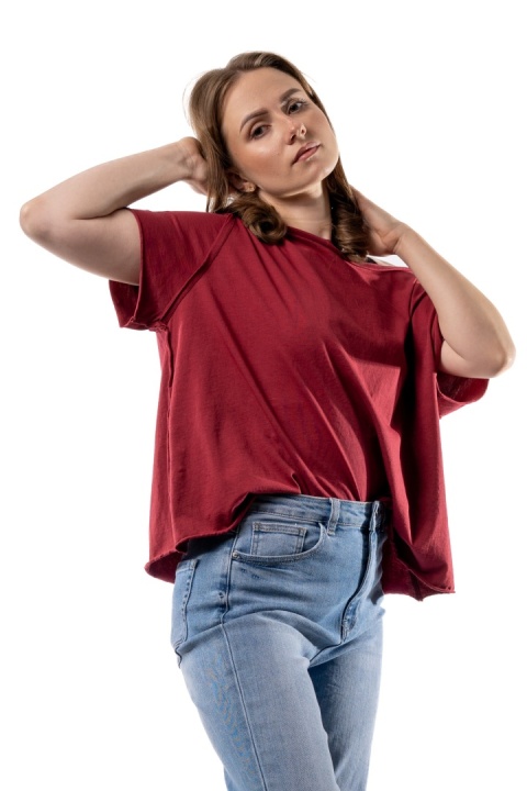 T-shirt Wendykei Oversize – Bordowy