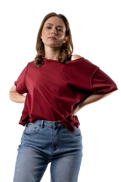 T-shirt Wendykei Oversize – Bordowy
