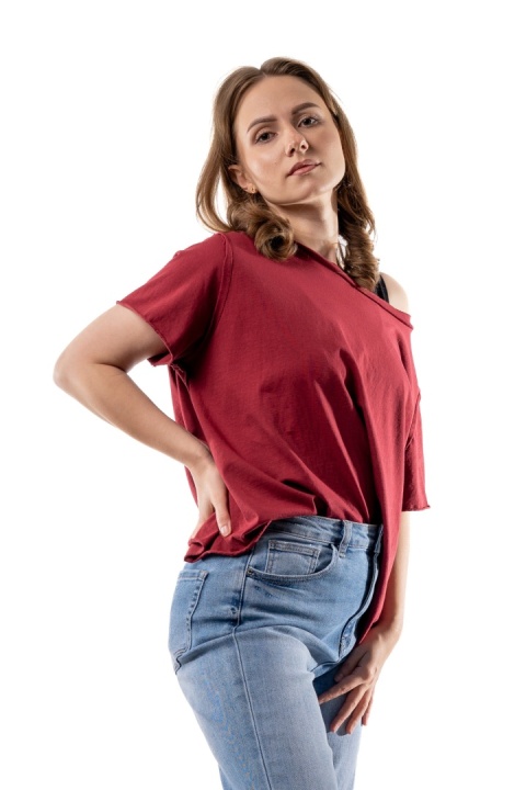T-shirt Wendykei Oversize – Bordowy