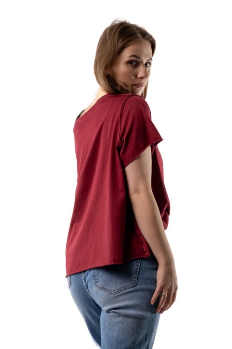 T-shirt Wendykei Oversize – Bordowy