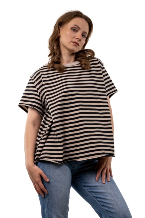 T-shirt w paski Wendykei - fango-czarne paski