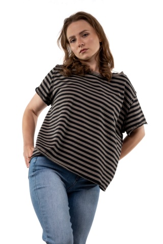 T-shirt w paski Wendykei - gray-czarne paski
