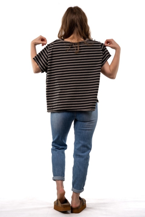 T-shirt w paski Wendykei - gray-czarne paski