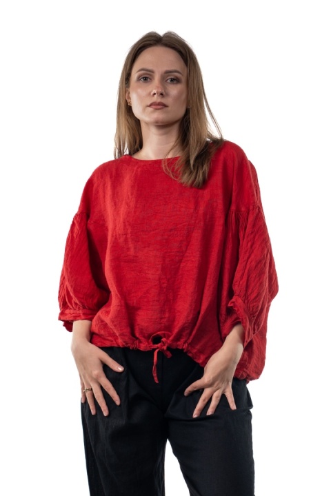 Bluzka lniana Stella Milani - Czerwona