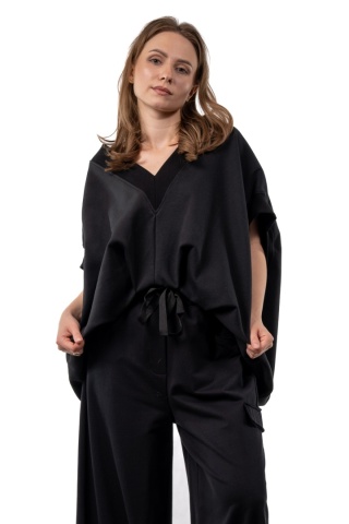 Kamizelka / Bluza z Dekoltem w Serek - Model Oversize