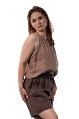 Lniany top Spighe di Lino Italy 100% len - Mocca