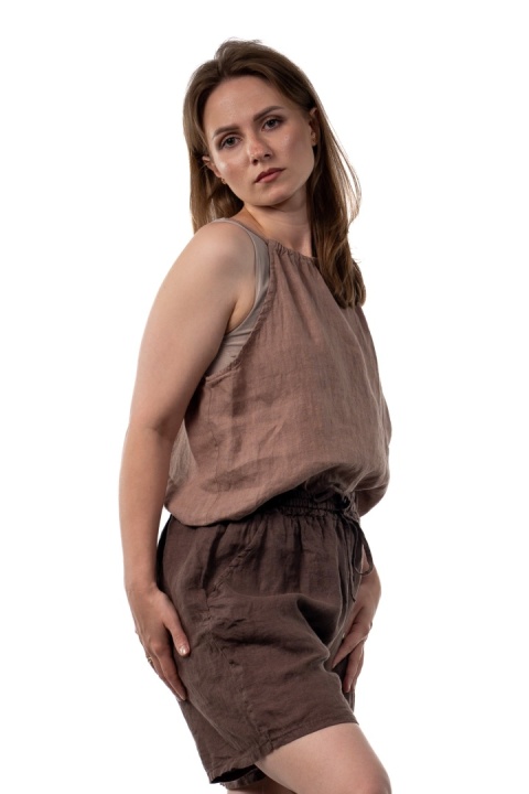 Lniany top Spighe di Lino Italy 100% len - Mocca