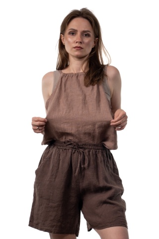 Lniany top Spighe di Lino Italy 100% len - Mocca