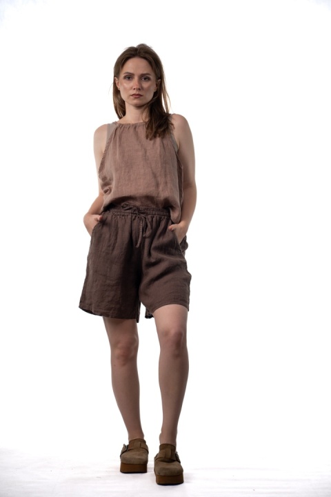 Lniany top Spighe di Lino Italy 100% len - Mocca