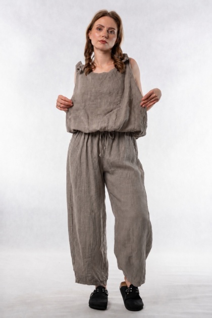 Spodnie damskie 100% len WIYA – fason barrel leg - Fango