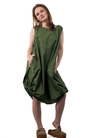 Sukienka Wendy Trendy – bawełniana sukienka Supełek - Oliwkowa