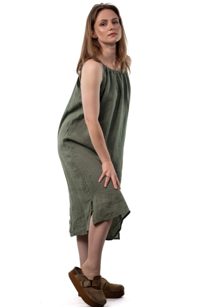 Sukienka lniana SPIGHE DI LINO - Khaki