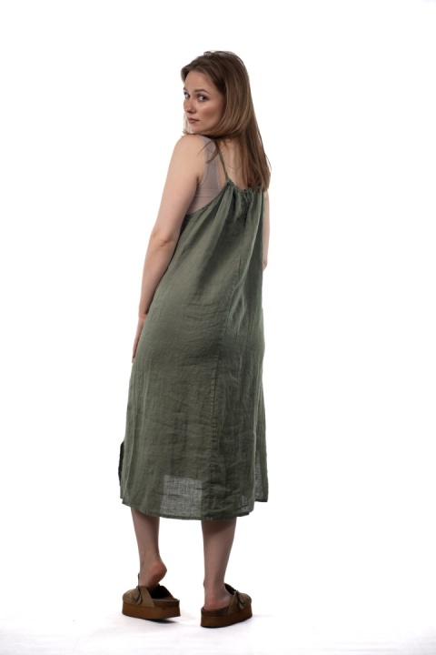 Sukienka lniana SPIGHE DI LINO - Khaki