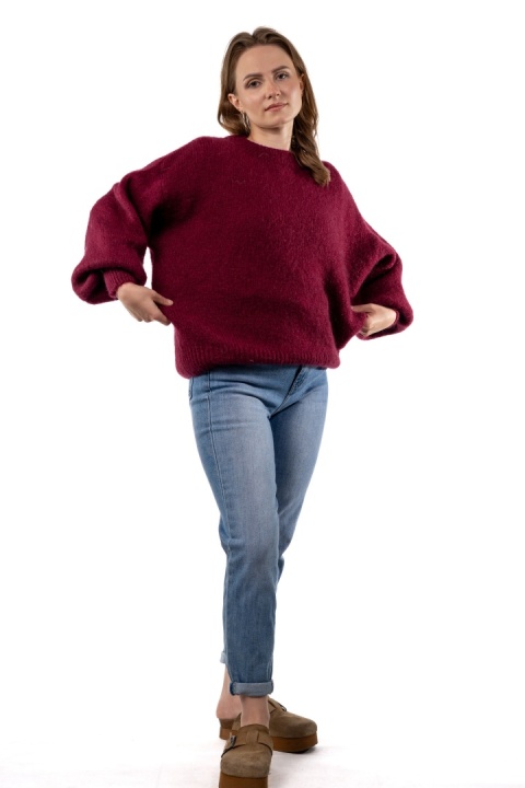 Sweter moherowy CXL Collection – Bordowy