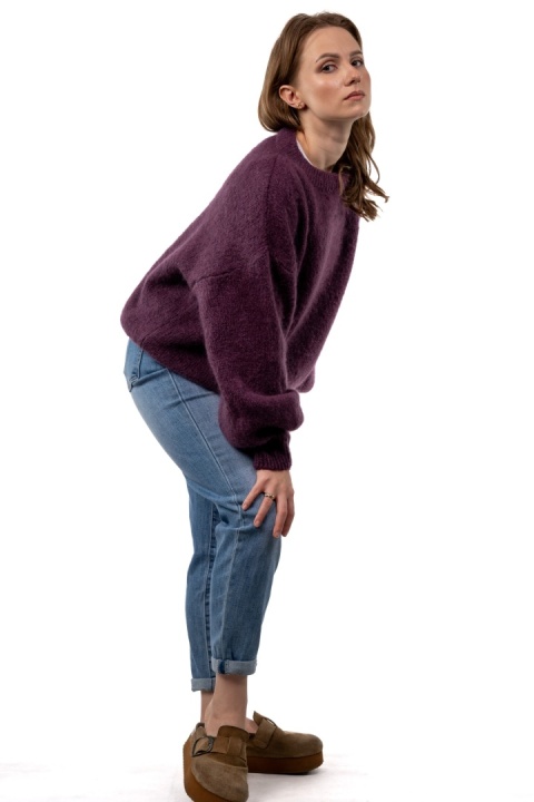 Sweter moherowy CXL Collection – Śliwkowy
