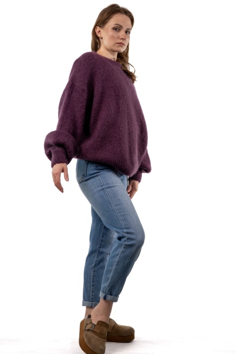 Sweter moherowy CXL Collection – Śliwkowy